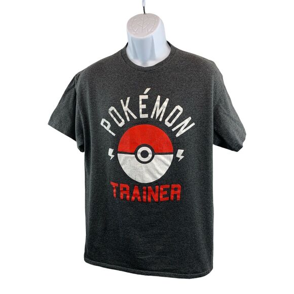 Pokemon Mens T Shirt Size Large Gray Pokemon Trainer Graphic Shirt Short Sleeve - Picture 1 of 6